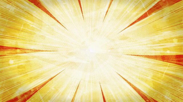 Retro Green Rising Sun yellow and orange Seamless Loop Radial Rotation Motion Background Vintage sunbeams rotating.