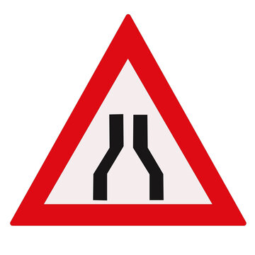 Narrow road warning traffic sign