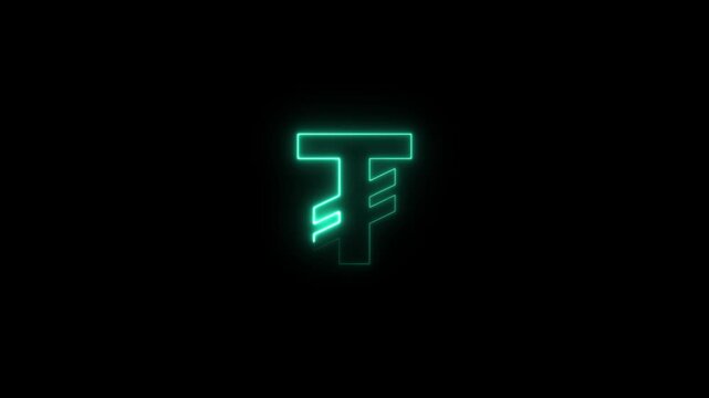 Glowing Neon Letter T with Fractured Lines Animation futuristic