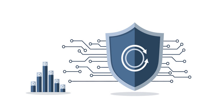 Shield Icon with Circuit Board Elements.
