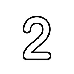 Fototapeta premium Modern black number two symbol on white background