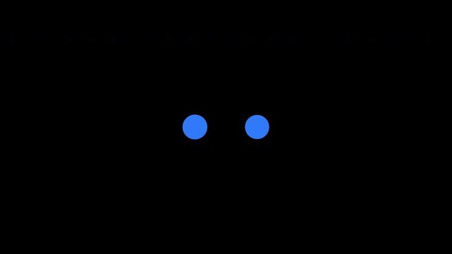 Two Dots Loading Loop Animation - Blue Circles Buffering Isolated On Black Background