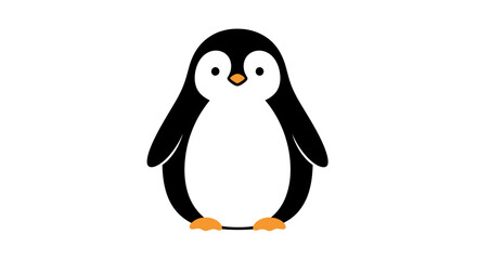 Obraz premium Cute cartoon penguin illustration on simple white background