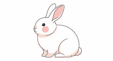 Fototapeta premium Cute white bunny rabbit illustration with pink cheeks