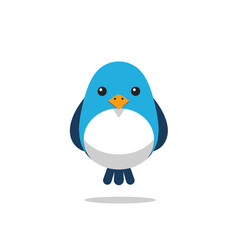 Fototapeta premium Cute Blue Bird Cartoon Character Isolated on White Background