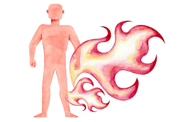 アーユルヴェーダ　体質 ピッタ 火　水彩 イラスト