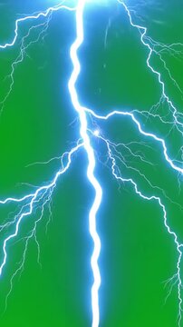 Green Screen lightning power overlay on electric animated bolt strikes storm blue light force effect flash thunderbolt isolated background scene 1 with distortion, overlay, glitch, static noise, scan