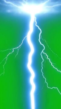 Green Screen lightning power overlay on electric animated bolt strikes storm blue light force effect flash thunderbolt isolated background scene 4 with distortion, overlay, glitch, static noise, scan