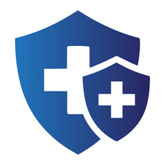 Fototapeta premium Medical Protection and Health Security Symbol Represented by Overlapping Shields and Crosses
