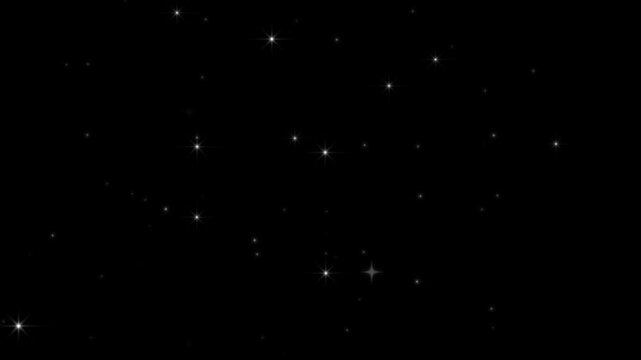 Festive Sparkling Particles Background 4K - Golden Glitter Rain & Twinkling Stars Animation on Black Screen, Seamless Loop Overlay for New Year, Birthday, and Wedding Party Decor