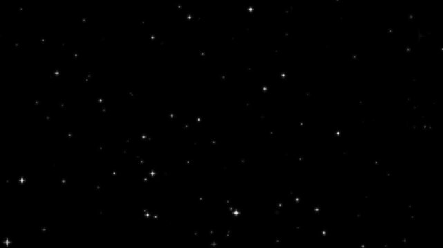Festive Sparkling Particles Background 4K - Golden Glitter Rain & Twinkling Stars Animation on Black Screen, Seamless Loop Overlay for New Year, Birthday, and Wedding Party Decor