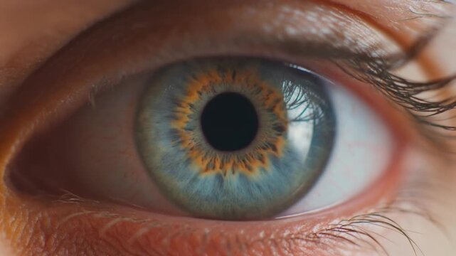 Extreme close-up of human eye with detailed skin texture