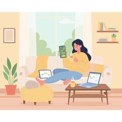 Fototapeta premium Conceptual Vector Illustration of Asset Management and Stock Investment.
