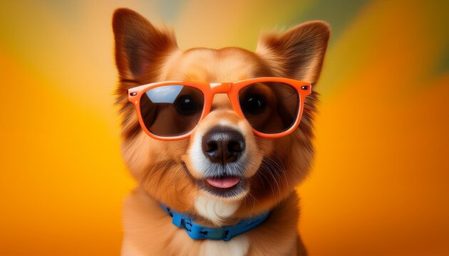 dog in sunglasses vibrant background
