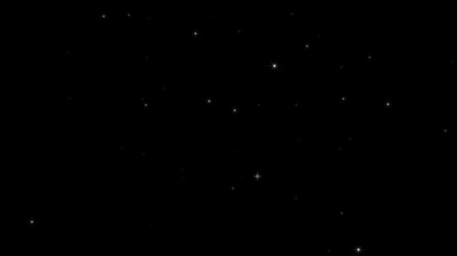 Magical Starlight Glitter Trail Loop - Falling White Stars & Sparkling Particle Dust Animation on Black Background, 4K Abstract Cosmic Effect Overlay for Fantasy Video Editing