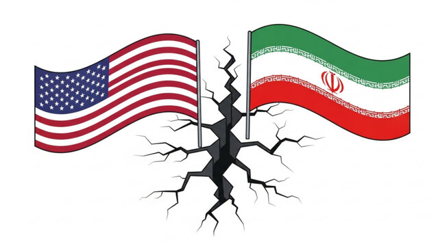 Fractured Relations between America and Iran Illustrated through Cracked Flags