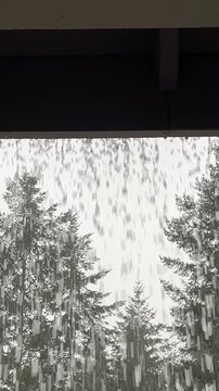 Water coming over the eaves