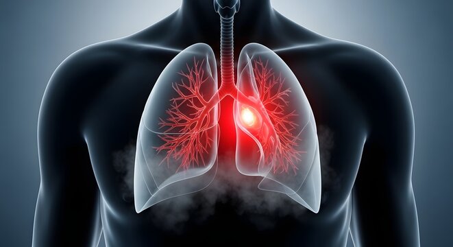Pulmonary Embolism Critical Oxygen Blockage Visualization with Highlighted Lungs and Cardiac Stress