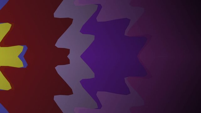 Abstract digital art featuring a gradient of purple and deep red with jagged geometric shapes and a yellow accent