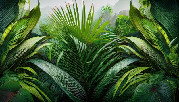 lush jungle foliage a dense tapestry of vibrant tropical plants showcasing an array of textures and colors thrives in this verdant paradise