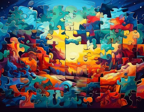 partially solved jigsaw puzzle