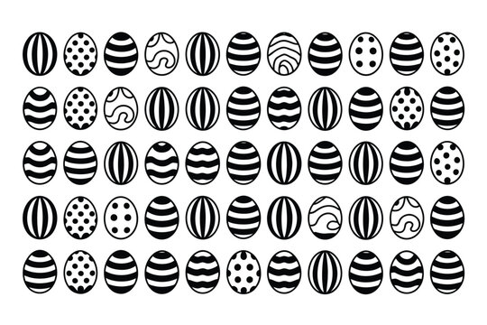Easter eggs vector illustration with various patterns and designs