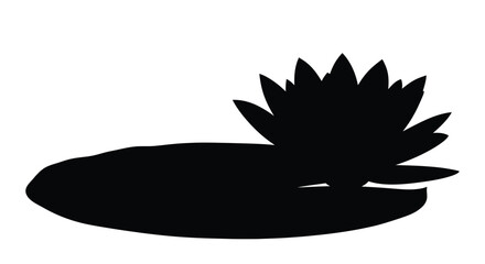 Minimalist silhouette of a water lily pad and bloom in black and white © JOHIRUL_STUDIO