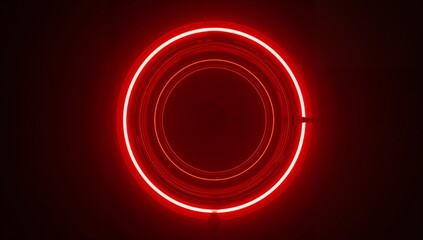 Red Neon Energy Rings Portal Futuristic 3D Background