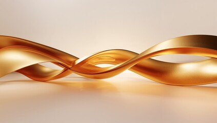 Golden Metallic Abstract Curve Flow Luxury 3D Background