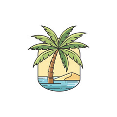 Obraz premium Cartoon palm tree silhouette ...