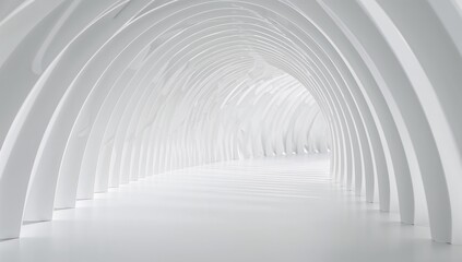 White Minimal Abstract Light Tunnel 3D Background