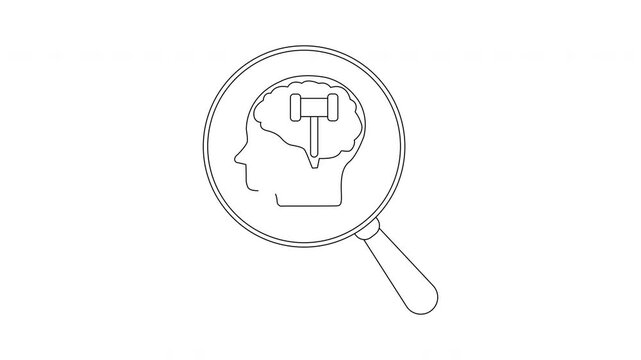 Forensic Psychology Concept - Brain, Gavel, and Magnifying Glass.