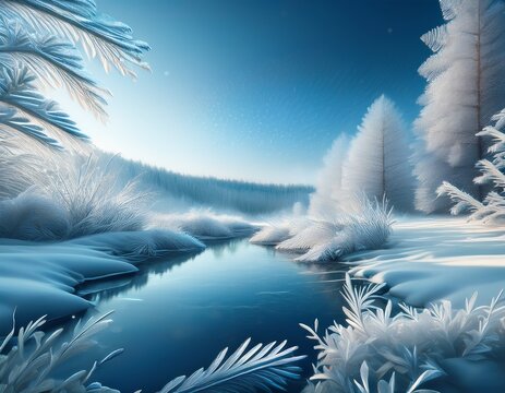 beautiful wintry frosty pattern transparent effect isolated frame
