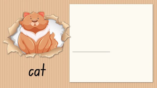Educational Alphabet Animation for Letter C with Cartoon Cat Illustration