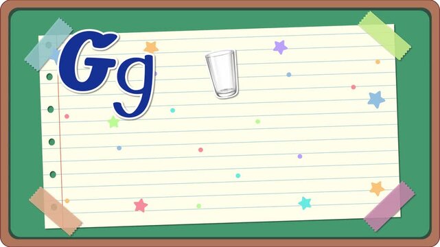 Educational Alphabet Animation for Letter G with Illustrated Vocabulary Words