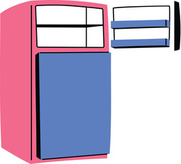 pink and blue refrigerator illustration