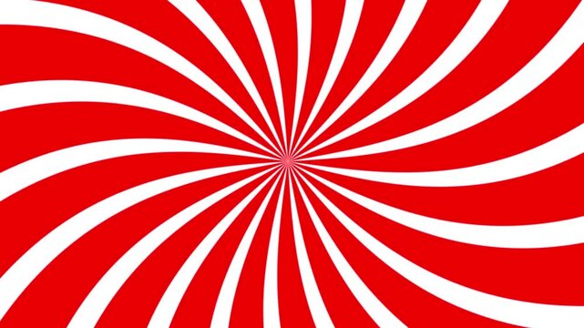 Red and white sunburst motion background with bold radial rays and rotating spiral swirl for breaking news transitions and high impact promotional videos