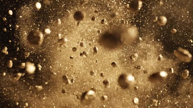 Golden cosmic dust with floating particles scattered in the vast expanse