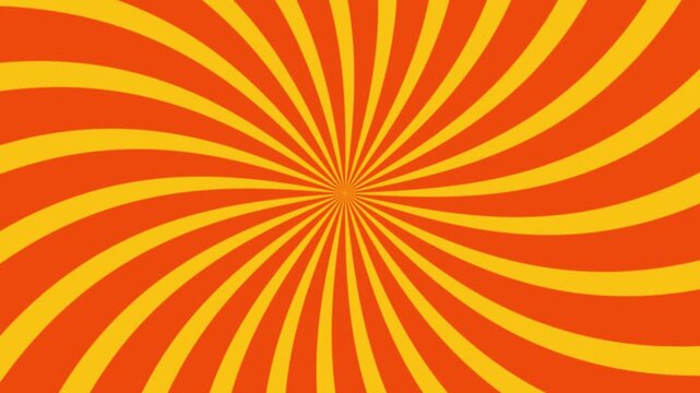 Orange and yellow sunburst spiral motion background with radial swirl rays for summer sales and energetic video transitions