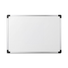 Blank Whiteboard with Aluminum Frame and Black Corners Isolated on White Background