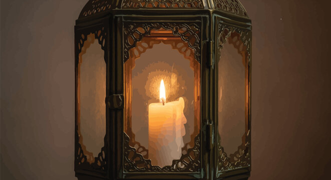 Glowing candle lantern halloween dark spooky atmosphere
