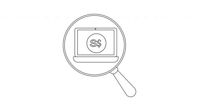 Online Earnings Search - Laptop, Magnifying Glass, and Singapore Dollar.