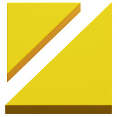 3D Yellow Split Diagonal Triangle Abstract Shape