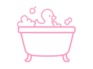 お風呂アイコン　シンプル　ピンク