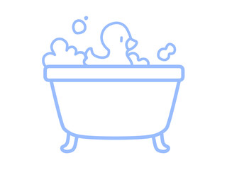お風呂アイコン　シンプル　ブルー