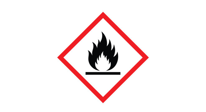 Globally harmonized system flammability pictogram vector graphic design for dangerous goods and warning labels.