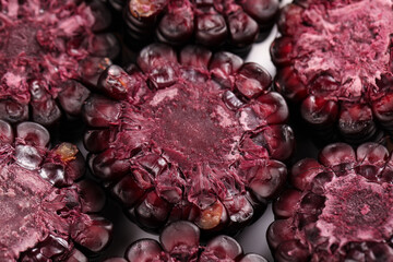 Fototapeta premium Steaming Black Glutinous Rice Sweet Dessert with Red Beans from Northeast China