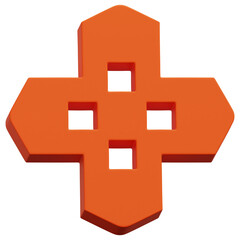 Fototapeta premium 3D Orange Cross Cutout Emblem Abstract Shape