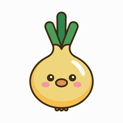 Cute hand drawn apple character vector illustration featuring a happy smiley face icon with a funny green and yellow fruit design for a fun nature symbol