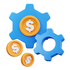 Obraz premium 3D Finance Settings Gear Money System Icon